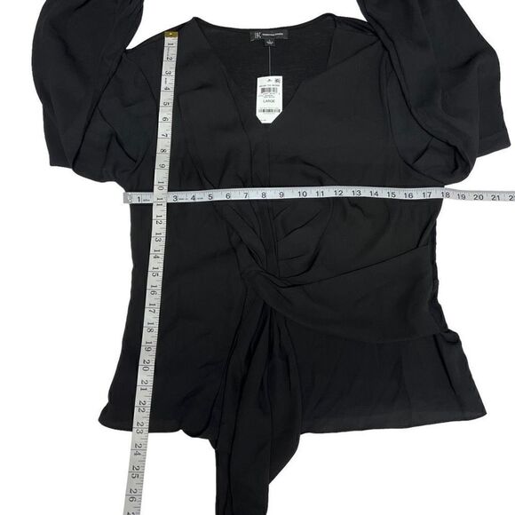 Inc International Concepts Blouse V Neck Black Draped Front Women Size Large - Picture 7 of 15